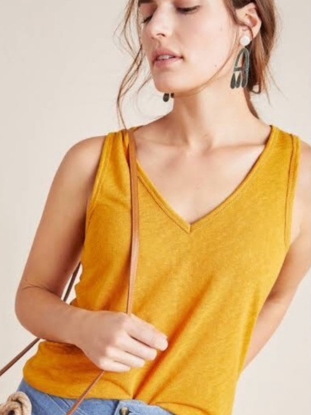 Anthropologie Saturday Sunday Mustard Casual Relaxed Soft Everyday Top Size M